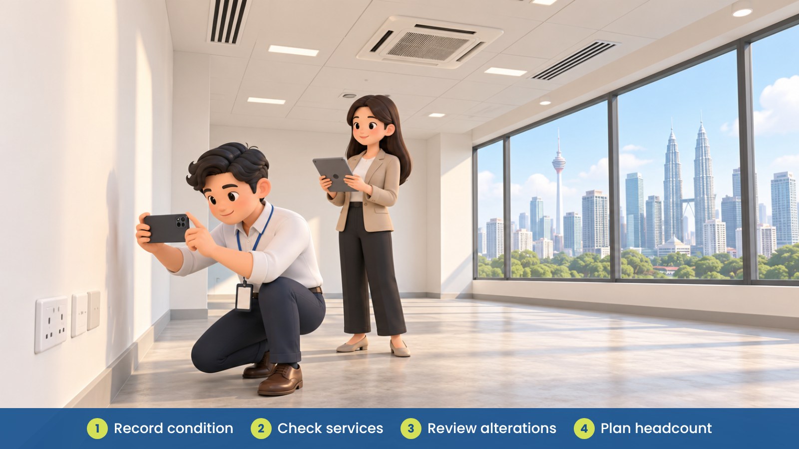 Before You Sign a New Office Lease in Kuala Lumpur: What to Check: Record condition, Check services, Review alterations, Plan headcount