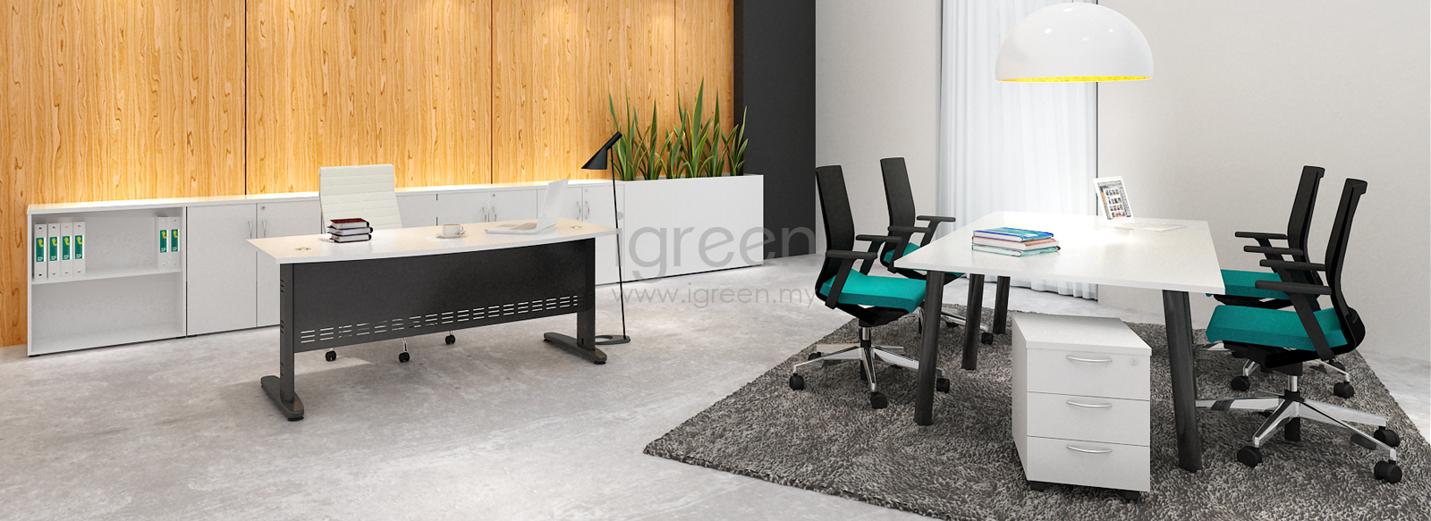 Been® Black Metal White Office Desk Malaysia