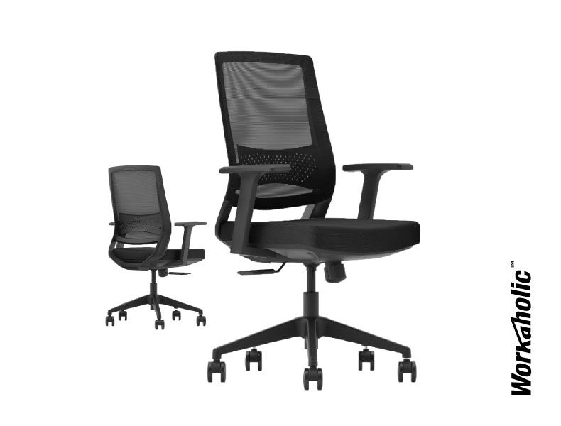 Workaholc™-i-Revol-Mesh-Seating-Ergonomic-Chair-Without-Headrest-Slanted-Front-View